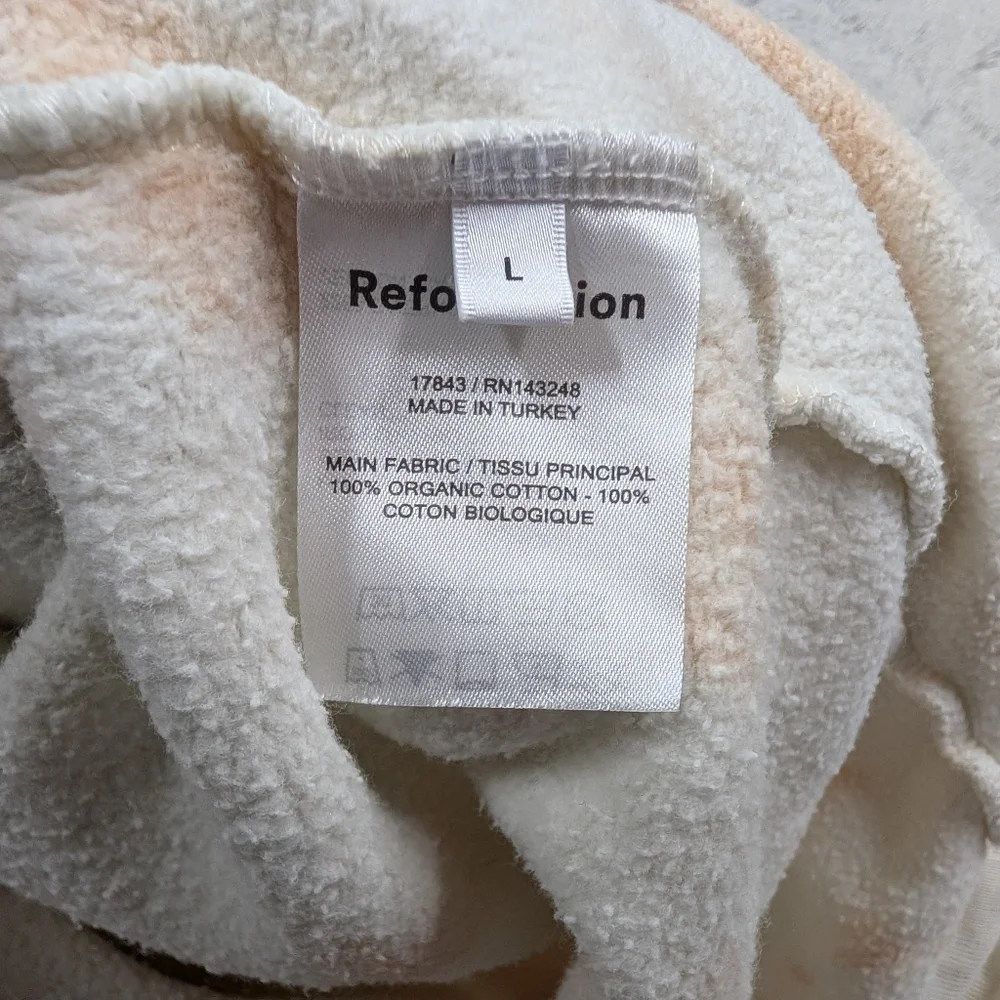 Reformation Hoodie Sweatshirt Womens L Beige Cream Tie Dye Tanner Relax Lounge - Picture 7 of 8